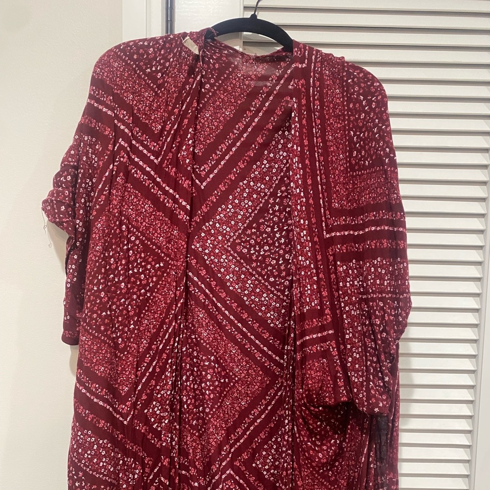 Red Patterned Kimono Cardigan